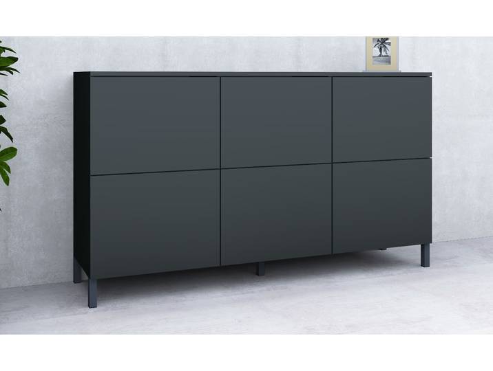Kommode BORCHARDT MÖBEL Haama, Sideboard mit Metallfüssen, Push-to-open-Technik, Breite 139 cm , schwarz (schwarz matt), B:139cm H:80cm T:35cm, Holzwerkstoff, Sideboards, Kommode, Breite 139 cm