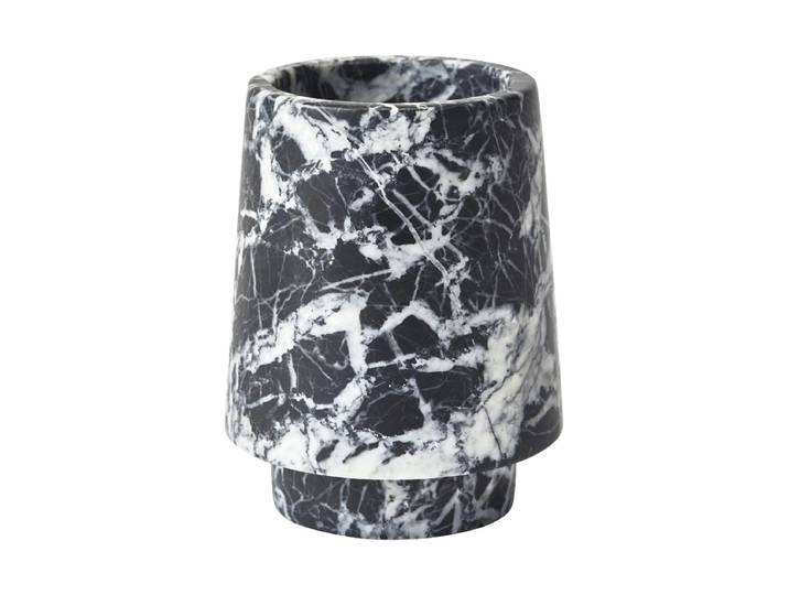 Handgefertigter, luxuriöser Zahnputzbecher „Orion“ aus Marmor, Schwarz Schwarz marmoriert Aquanova