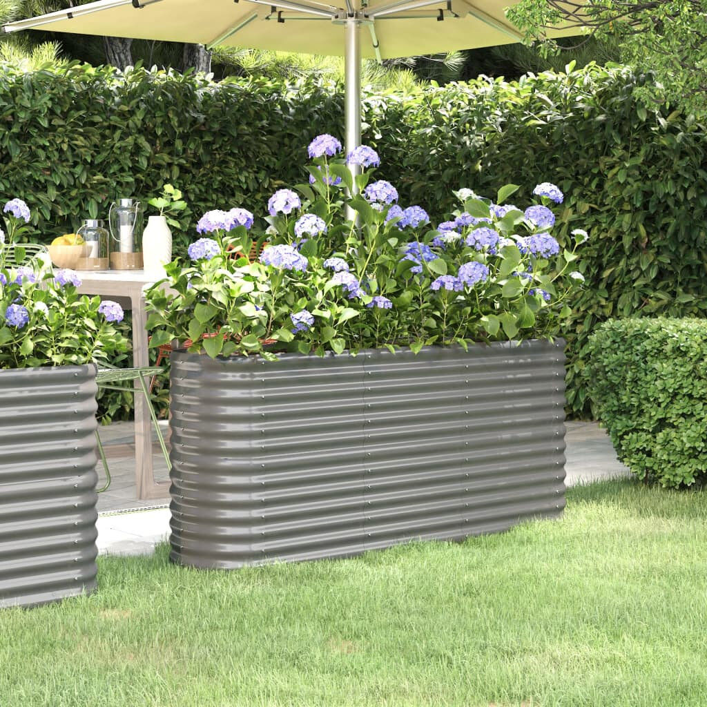 Dakota Fields Garden Raised Bed Powder-coated Steel Grey 68 cm x 152 cm x 40 cm