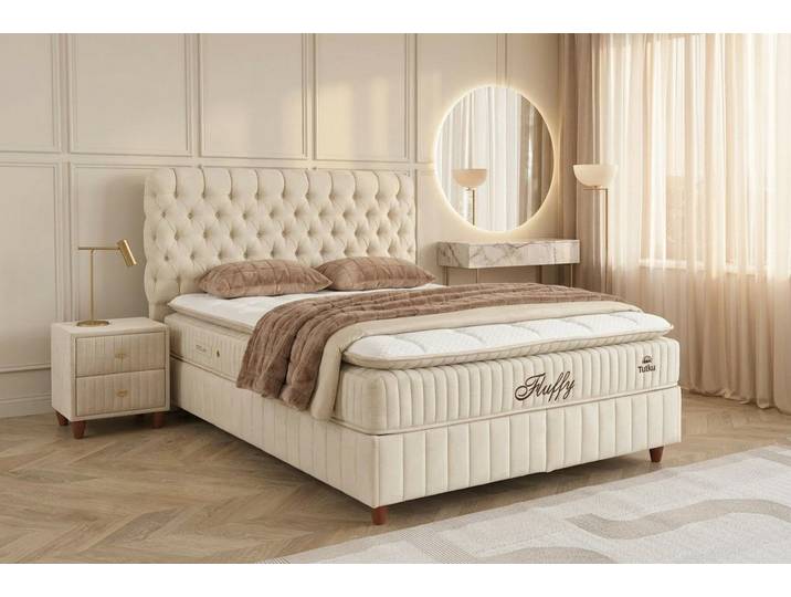 gowoll Boxspringbett Chesterfield Bett 180-140 x 200 Boxpringbett mit Matratze (7 Zonen Allergenfrei & Atmungsaktiv, Orthopädische Matratze mit Topper, 1x Matratze, 2x Bettkasten, 1x Kopfteil), mit Komforteinstiegshöhe von 67cm
