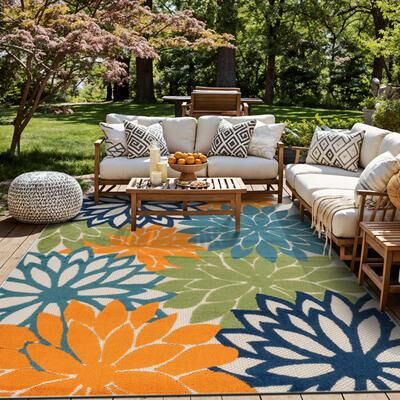 World Rug Gallery Floral Indoor/Outdoor High-Low Area Rug