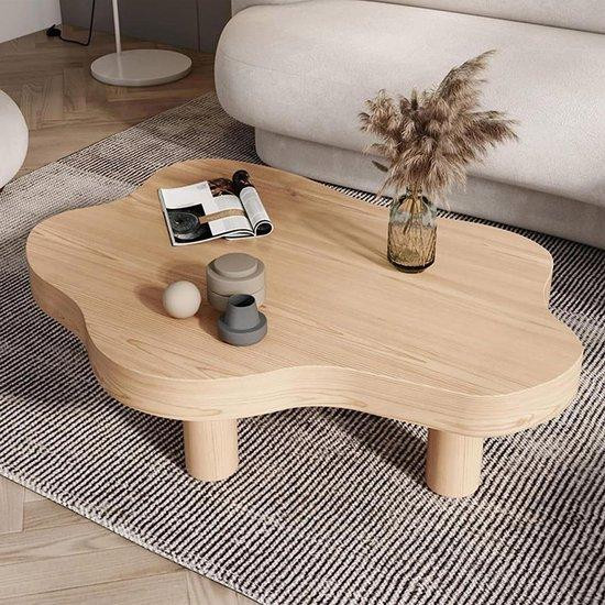 Wolkvormige salontafel met natuurlijk hout en afgeronde hoeken