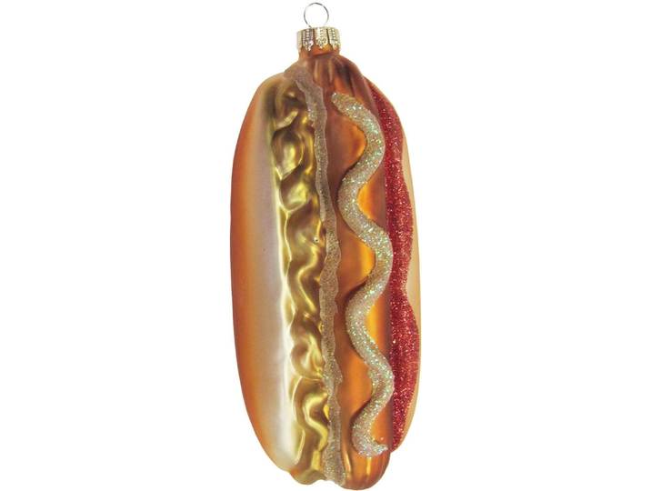 Christbaumschmuck KREBS GLAS LAUSCHA Hot Dog, Weihnachtsdeko, Christbaumschmuck , bunt, B:6cm H:13cm, Glas, Weihnachtsbaumschmuck, Christbaumschmuck, mundgeblasen
