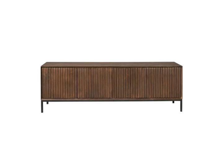 Meuble tv brun vintage 4 portes rainurées 165 cm