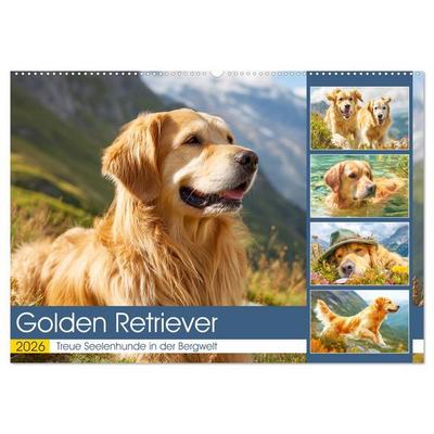 Golden Retriever. Treue Seelenhunde in der Bergwelt (Wandkalender 2026 DIN A2 quer), CALVENDO Monatskalender
