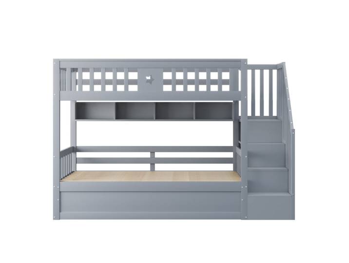 Lit mezzanine en bois avec rangements gris 90x200 cm