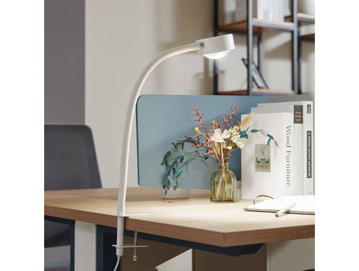 Klemlamp Jyla, wit / opaal, Woon-/ Eetkamer, metaal, Modern, Klemlamp