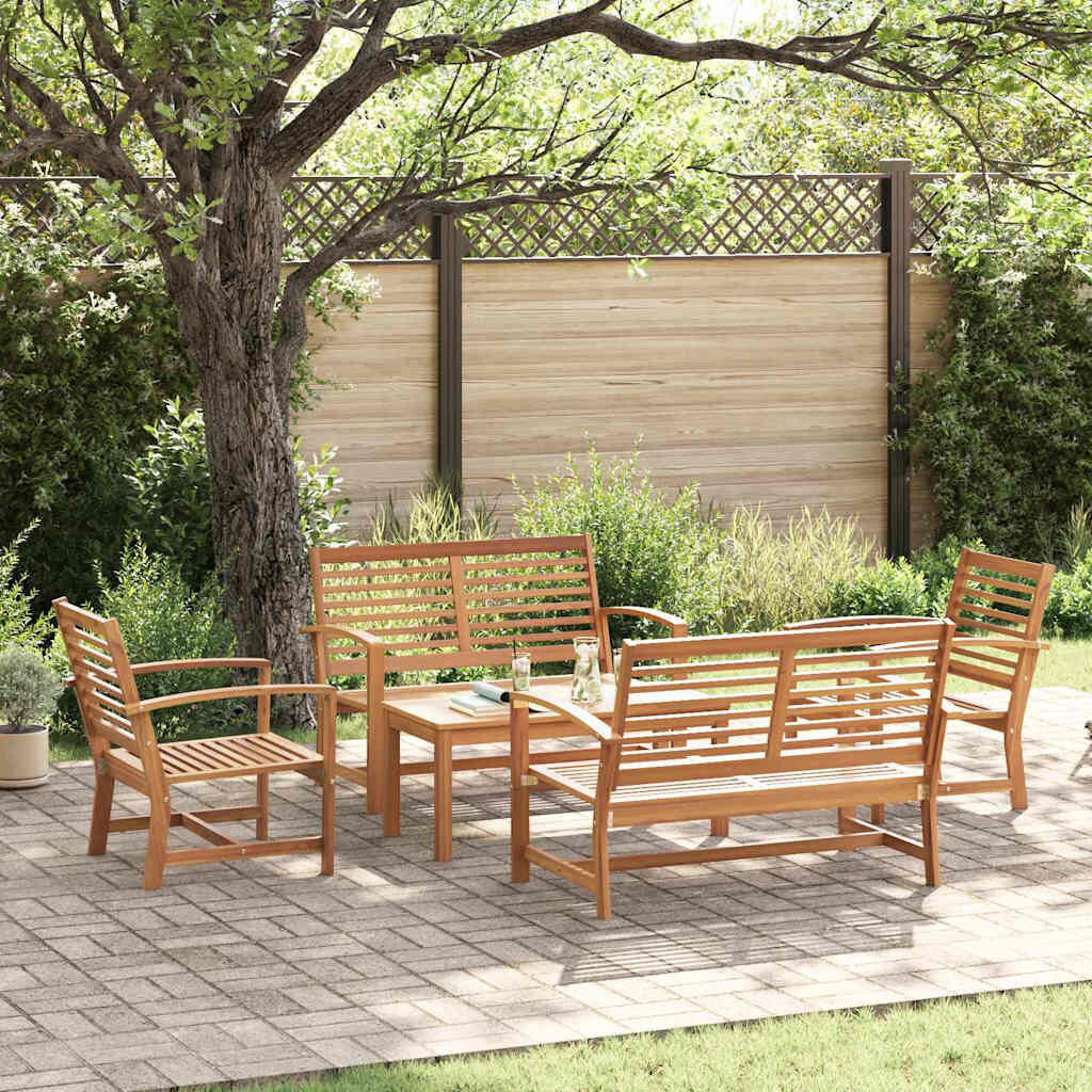 ClassicLiving 45cm Wide Straight Teak Patio Sectional Set Natural Wood 6;6