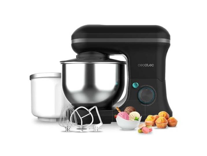 Cecotec Batteur Mélangeur Cecomixer Merengue 5L 1200 Ice-Cream Noir. 1200 W\, Bol en Acier Inoxydable de 5 L et Accessoires pour Battre et Pétrir\, Comprend une Fonction pour Faire de la Glace