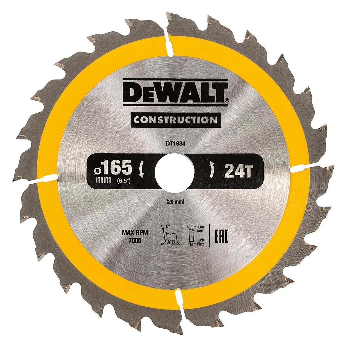 DeWalt Wolframcarbid Kreissägeblatt, Ø 165mm (DT1934-QZ)