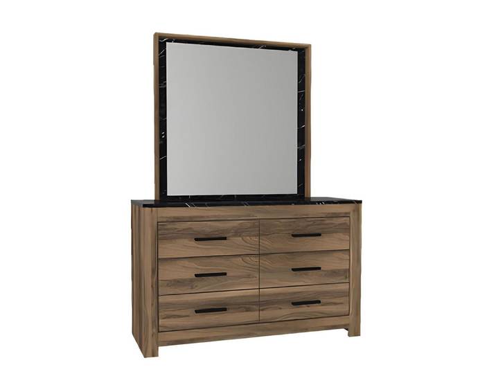 JVmoebel Kommode Elegante Kommode mit Spiegel in brauner Holzoptik (Kommode mit Spiegel), Made in Europa