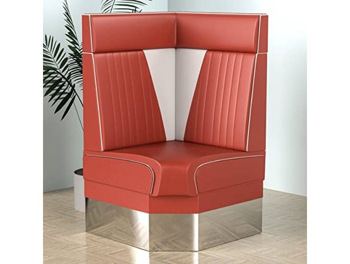 GGMMÖBEL Diner Vegas 3 Diner Eckbank B:H 64 x 123 cm V-Steppung Rot Leder American Diner Möbel, American Dinerbank