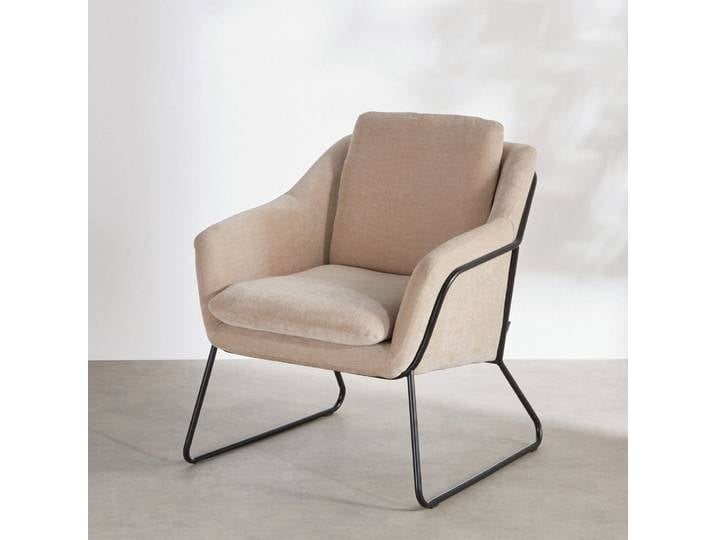 Sessel in beigem Samt-Look