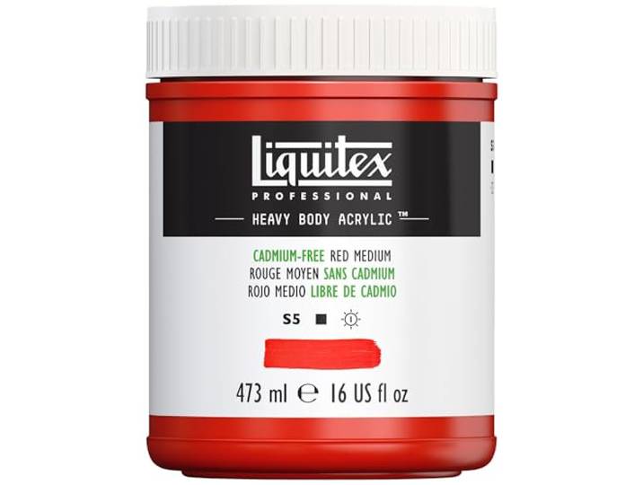 Liquitex 4412894 Professional Heavy Body Acrylfarbe in Künstlerqualität mit ausgezeichneter Lichtechtheit in buttriger Konsistenz, 473ml Topf - Kadmiumfrei Rot mittel