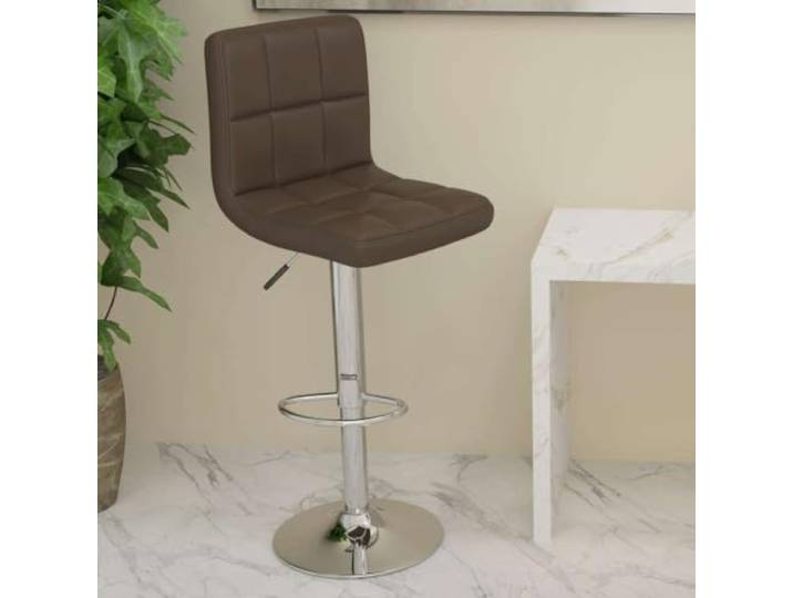 Barhocker Braun Kunstleder mit Gasdruckfeder Verchromter Stahl 360 Grad 360 Grad drehbar, höhenverstellbar per Gasdruckfeder, Fußstütze, max. 110 kg belastbar