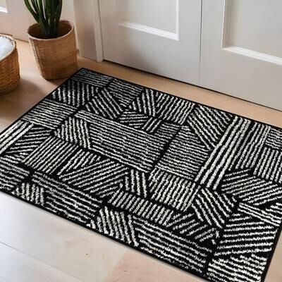 World Rug Gallery Contemporary Boho Stripes Black Area Rug
