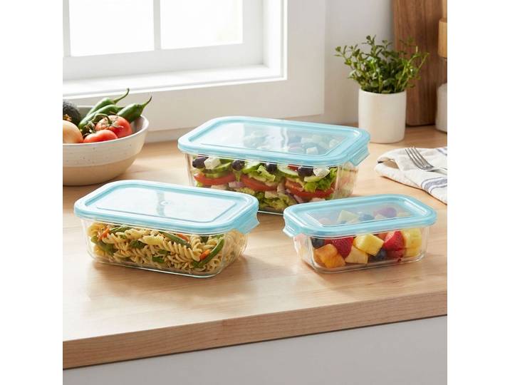 3er-Set Glas-Aufbewahrungsbehälter mit Deckel, 630 ml/1040 ml/1500 ml