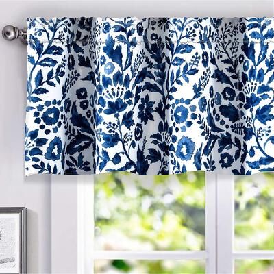 Porch & Den Ouzel Floral Watercolor Pattern Lined Window Valance