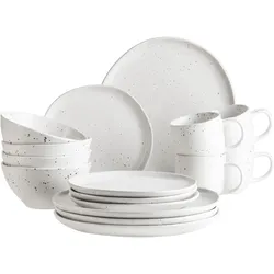 Mäser Geschirr-Set, Keramik Andoro Weiß, Schwarz