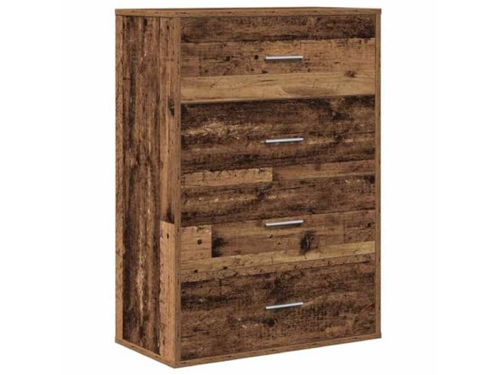 Kaorsrow Sideboard mit 4 Schubladen Altholz 60x31x84 cm Kommode Kompakter Anrichteschrank aus Holzwerkstoff für Wohnzimmer und Flur mit 4 Geräumigen Schubladen und Silbernen Griffen.