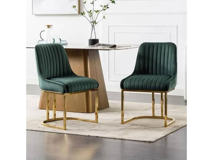 Wahson Chaises Salle à Manger Lot de 2 Chaises de Salle à Manger en Velours Chaise de Cuisine Moderne avec Coussin Épais Vert