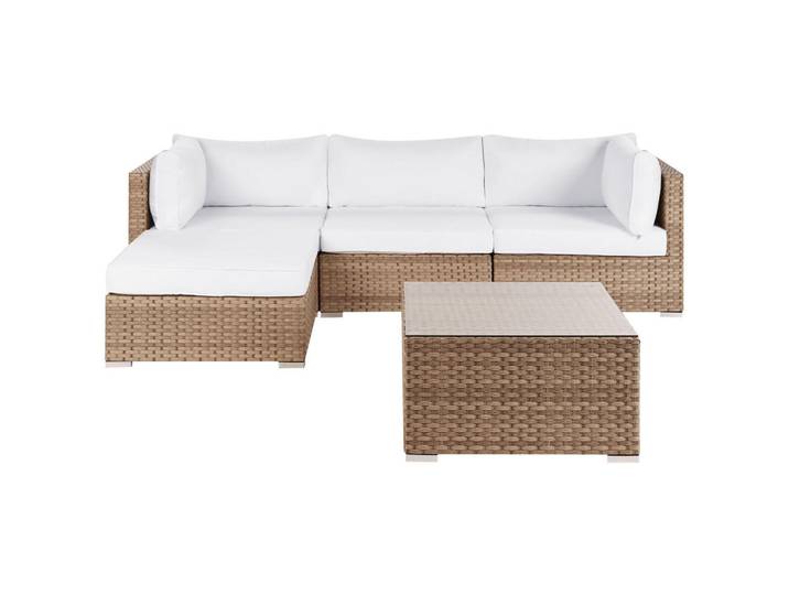 Beliani Lounge-Set 4-Sitzer Naturfarben Sano, Naturfarben, Weiß, Kunststoff, L-Form, Gartenmöbel, Gartengarnituren, Gartenmöbel-Sets