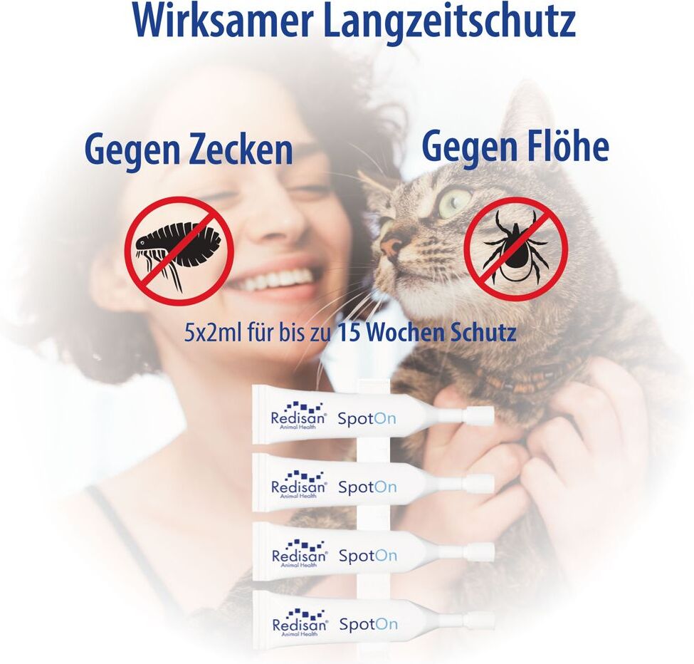 Redisan Spot-on gegen Zecken+Flöhe f.Katze bis 8kg 5x2 ml Ampullen