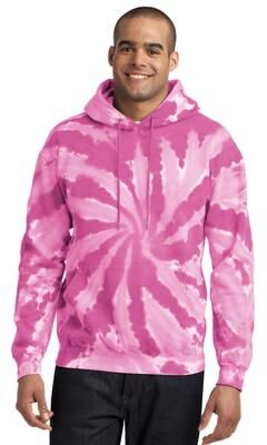 Port & Company PC146 Tie-Dye Pullover Hooded Sweatshirt in Pink size 2XL   Fleece