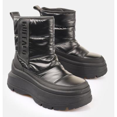 Winterboots BUFFALO "OLYMPIA VELBOOT QUILT VEGAN", Damen, Gr. 39, schwarz, Lederimitat, Nylon, Schuhe Winterboots, Snowboots, Schneestiefelette, Plateauboots mit Logoschriftzug
