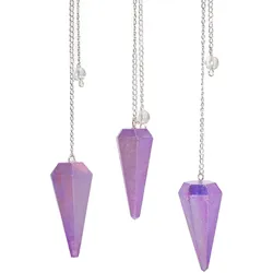 Six Sided Pendulum - Aurora Crystal Purple - 4cm