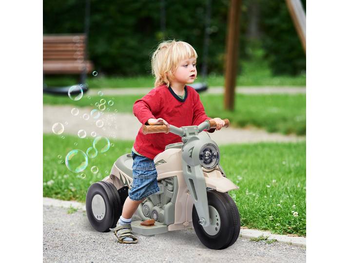 AIYAPLAY Moto Électrique Enfants 3 Roues 6V Blanc Crème
