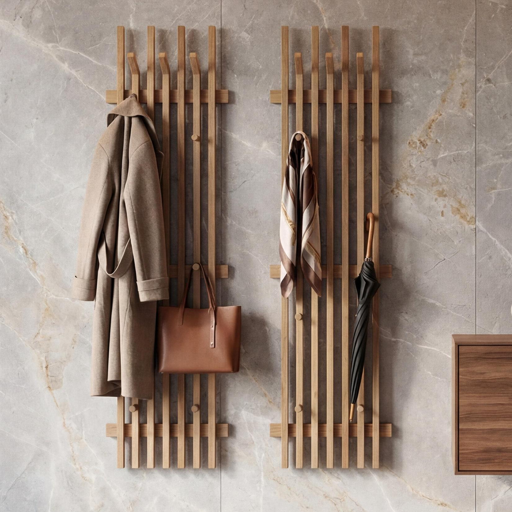 MCA 2er-Sets Garderobenpaneel MCW-P57, Wandgarderobe Garderobenleiste, Massiv-Holz 135x40cm Eiche ~ natur