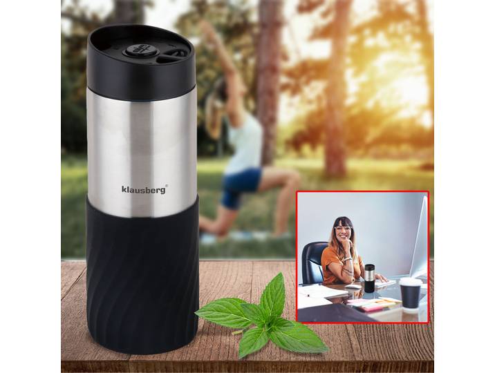 Doppelwandiger Thermobecher, 420ml, schwarz
