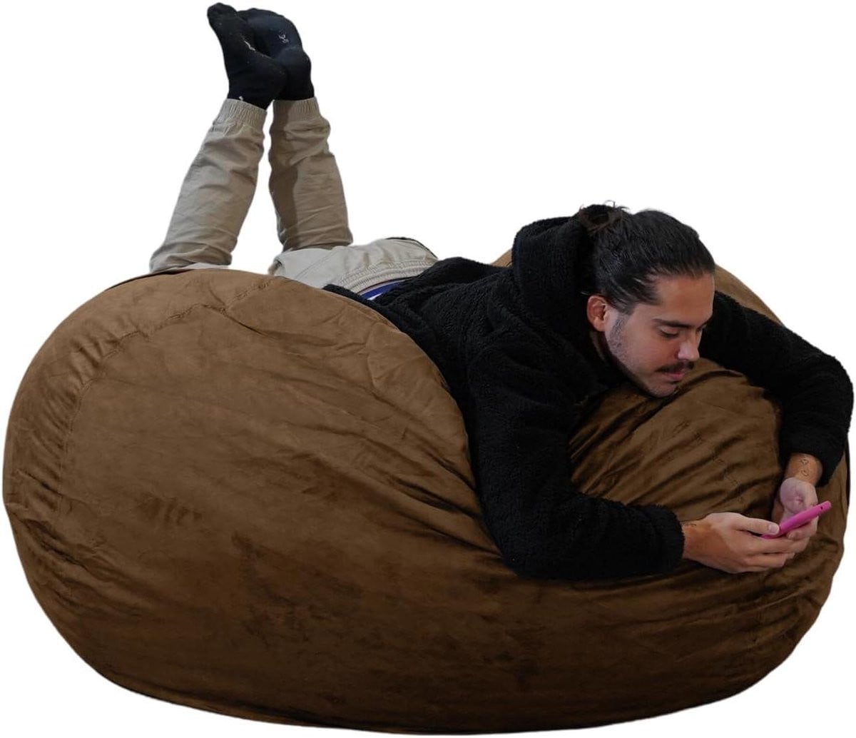 Enorme zitzak XXL zitkussen met dubbele wasbare hoes - Grijs - Diameter: 140 cm