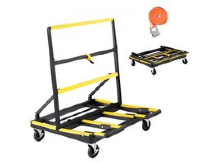 VEVOR Plattenwagen, 816 kg Tragkraft, Transportwagen mit 4 Lenkrollen & ausziehbarer Ladefläche, faltbare Plattenkarren mit Zurrgurt für die Handhabung von Sperrholz, Gipskartonplatten, Glas