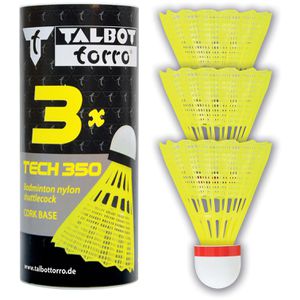 Talbot-Torro Badminton-Bälle Tech 350, Trainingsball, schnell, gelb, 3 Stück