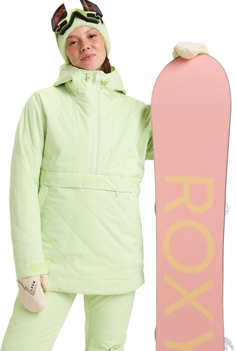 Snowboardjacke ROXY "Radiant Lines Overhead", Damen, Gr. S, grün (butterfly), Obermaterial: 56% Polyester, 44% Polyester., Jacken Snowboardjacke butterfly S