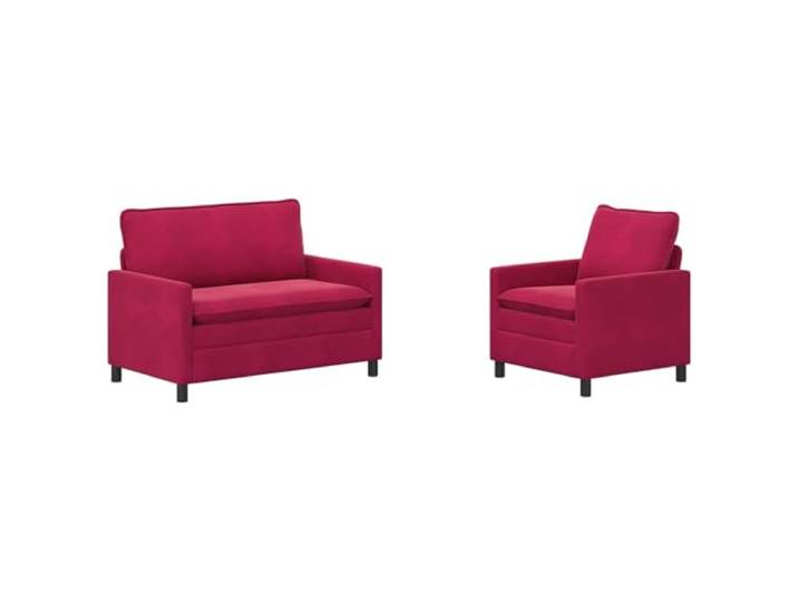 hliofuir Sofa Set 2-Teilig, Samt Couch Garnitur Weinrot, 1- & 2-Sitzer Elegantes Couch-Set mit weichem Samtbezug, doppellagigen Polstern und Metallrahmen für Wohnzimmer und Gästezimmer.