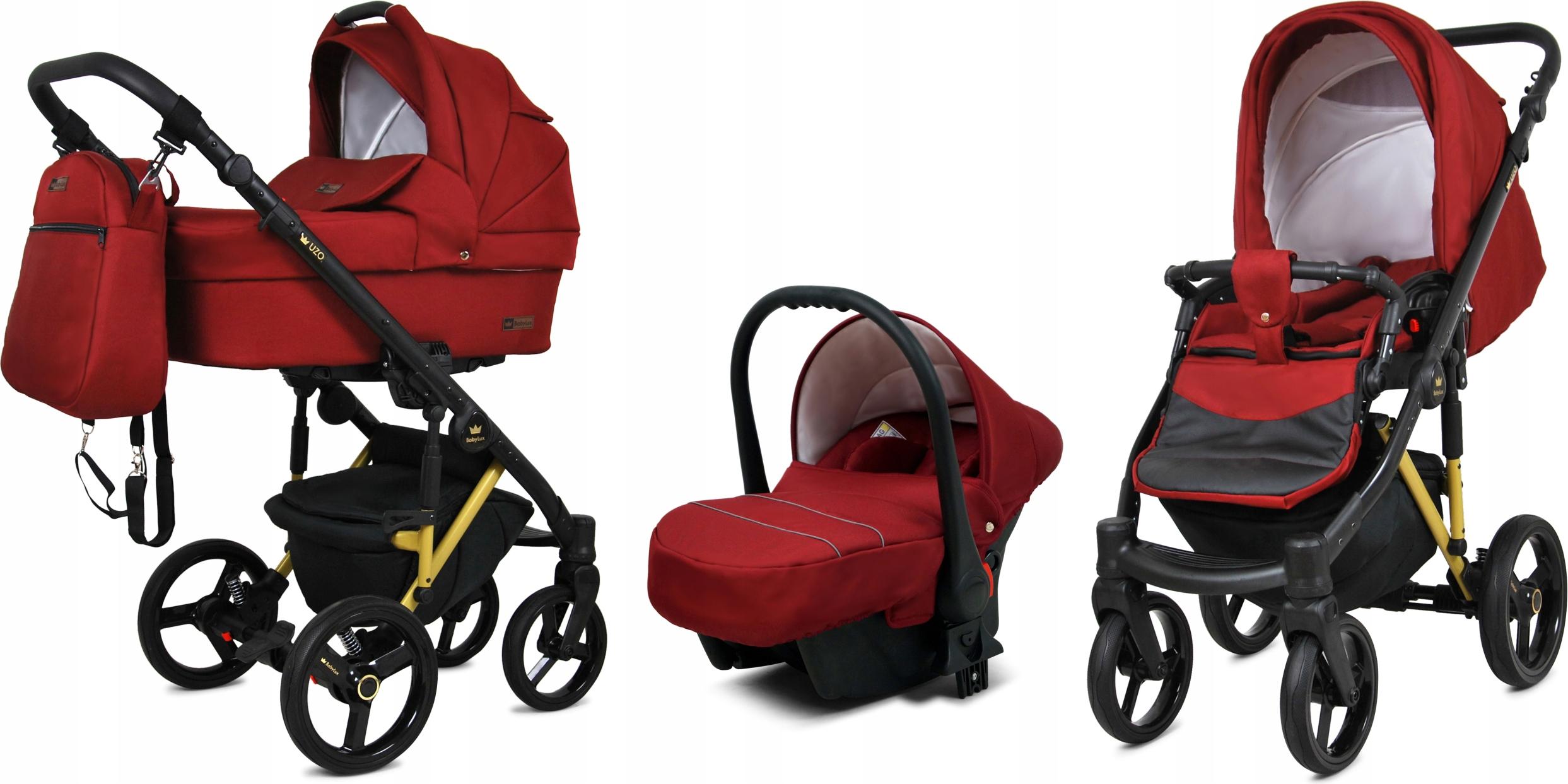BabyLux UZO | 3in1 Kinderwagen Set | Chili | Kombikinderwagen | Kinderwagenset | Buggy + Babywa