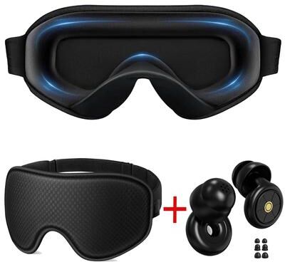 Friendly Fresh Finds Breathable Sleep Mask Comfortable Blackout Eye Mask With Noise Cancelling Earplugs black black