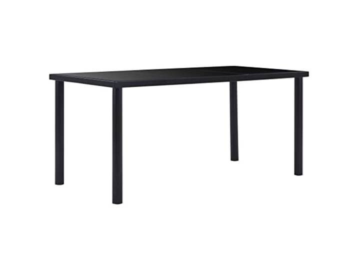 HEFZGDB Esstisch Schwarz 160 x 80 x 75 cm Hartglas Tischplatte Moderner Küchentisch mit Metallrahmen Langlebig und Stabil Einfache Montage für Essbereich