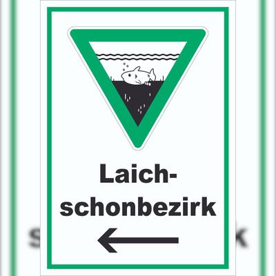 HB-Druck Laichschonbezirk Richtungspfeil links Schild A0 (841x1189mm)