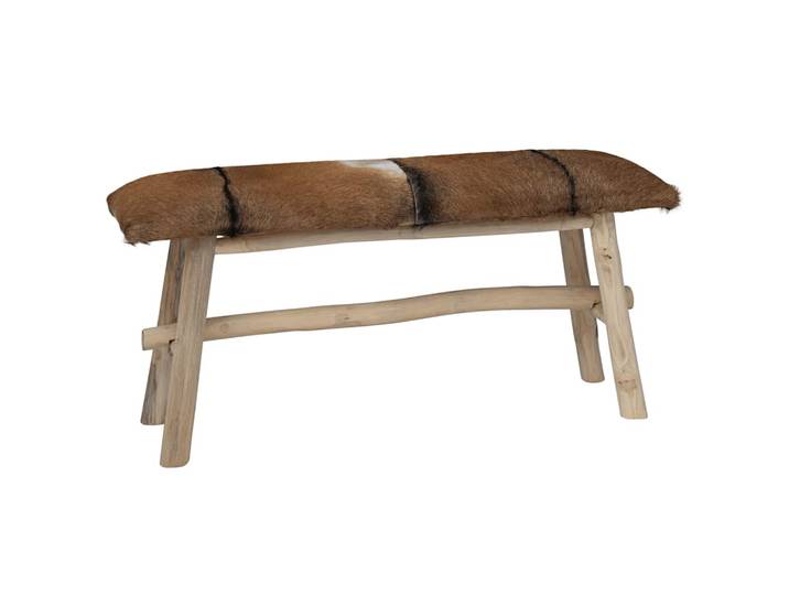 vidaXL Sitzbank Ziegenleder Teak