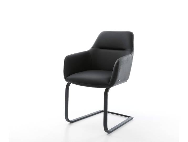 Freischwinger Pejo-Flex Echt-Leder Schwarz Freischwinger flach Schwarz Taschenfederkern, Esszimmerstühle