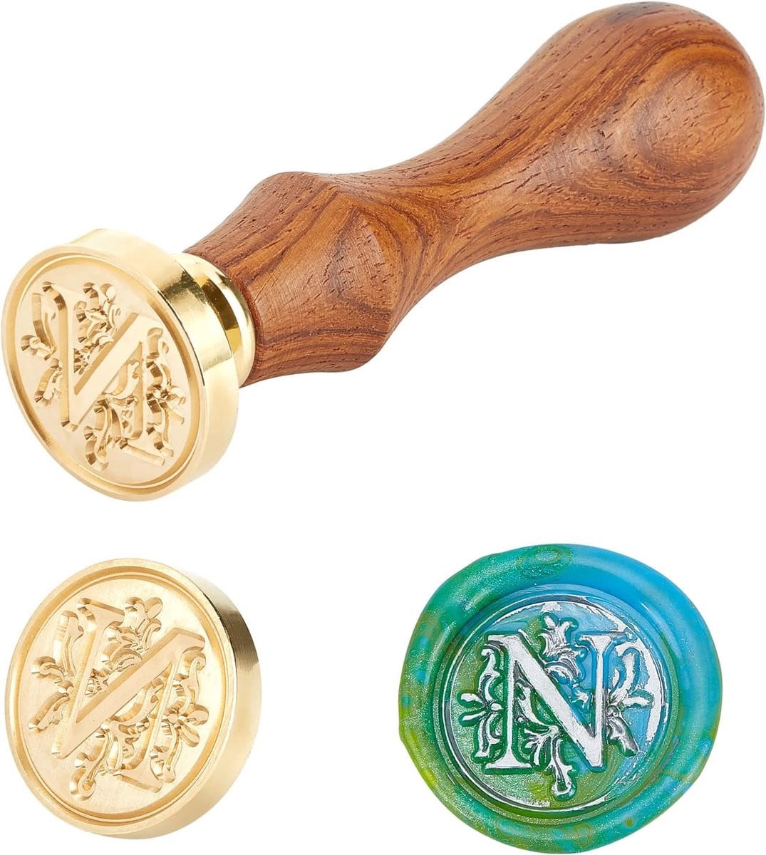 Houten Waxzegel Stempel met Letter N voor Scrapbooking en Decoratie
