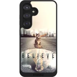 Nivocase Handyhülle für Samsung Galaxy S25 Hülle NIVOpure Case Schwarz Motivation Tiere Tiger (Samsung Galaxy S25), Smartphone Hülle, Schwarz