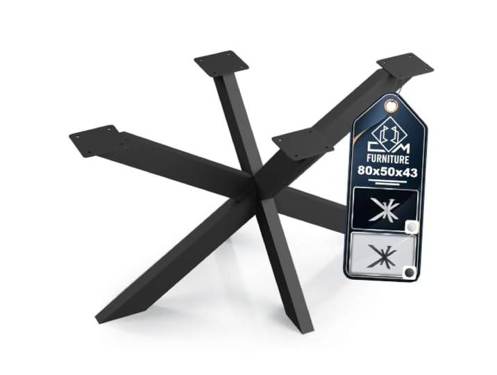 CM Furniture Couchtisch Gestell Tischbeine Tischgestell Hoch 43 cm Metall Schwarz für Massiv Tischplatte Holz Glass Spider/Spinnen Stern Look Premium DIY Projekt Untergestell Wohnzimmer Garten