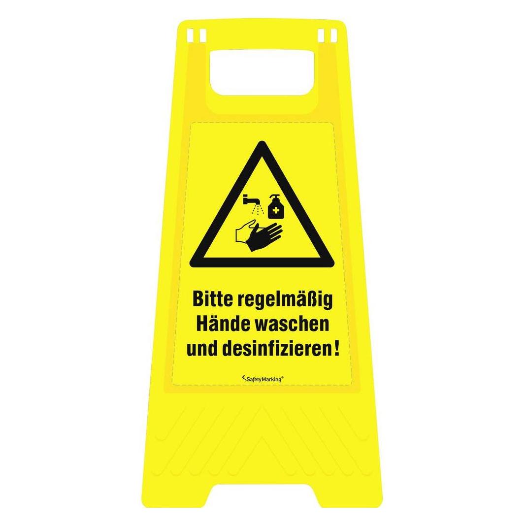 SafetyMarking Warnaufsteller "Bitte regelmässig Hände waschen und desinfizieren!" rechteckig 61,0 cm (90.9480.12)