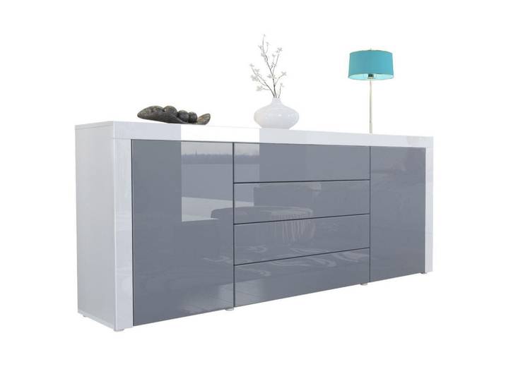SIDEBOARD La Paz Grau Hochglanz / Weiß Hochglanz