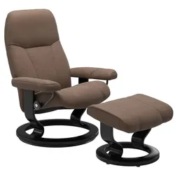 Stressless Sessel mit Hocker Consul Classic Leder Braun Batick Mole S (Small)